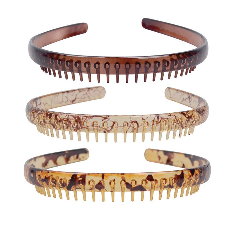 Teppylony 3 Pcs Resin Teeth Comb Headband Plastic Hard Hairband Fashion Women Headdress Hair Accessories - Image 1